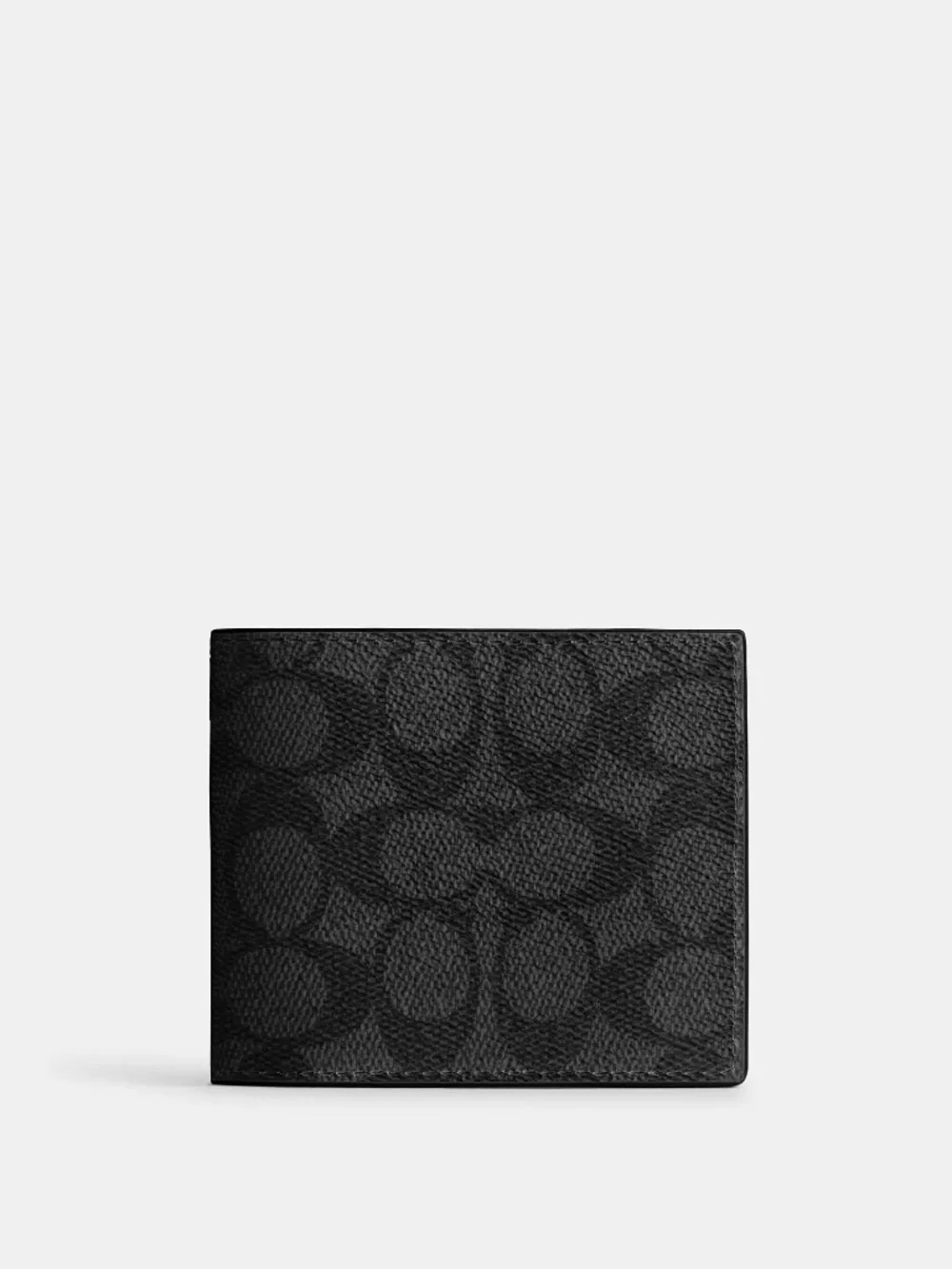 Coach Id Billfold Wallet In Signature Canvas Gunmetal/Charcoal/Black